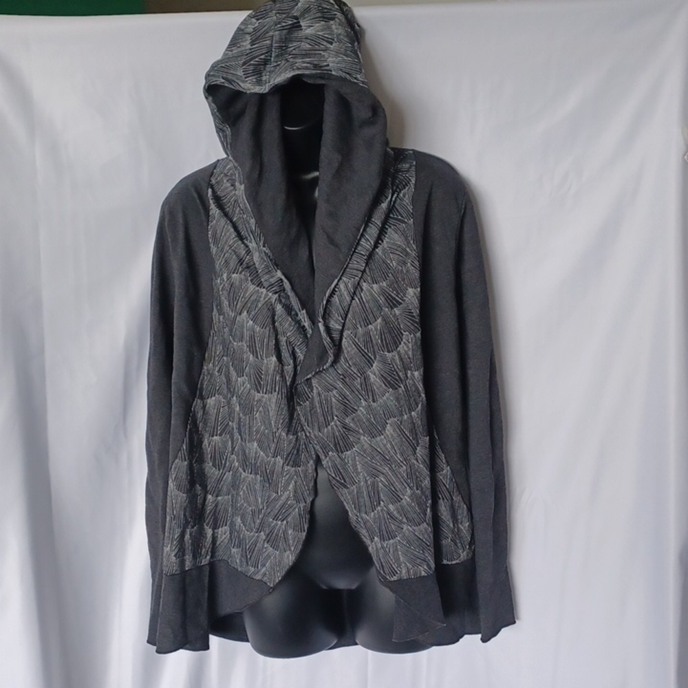 Prana Graceful Open Hooded Gray Jacket Size M
